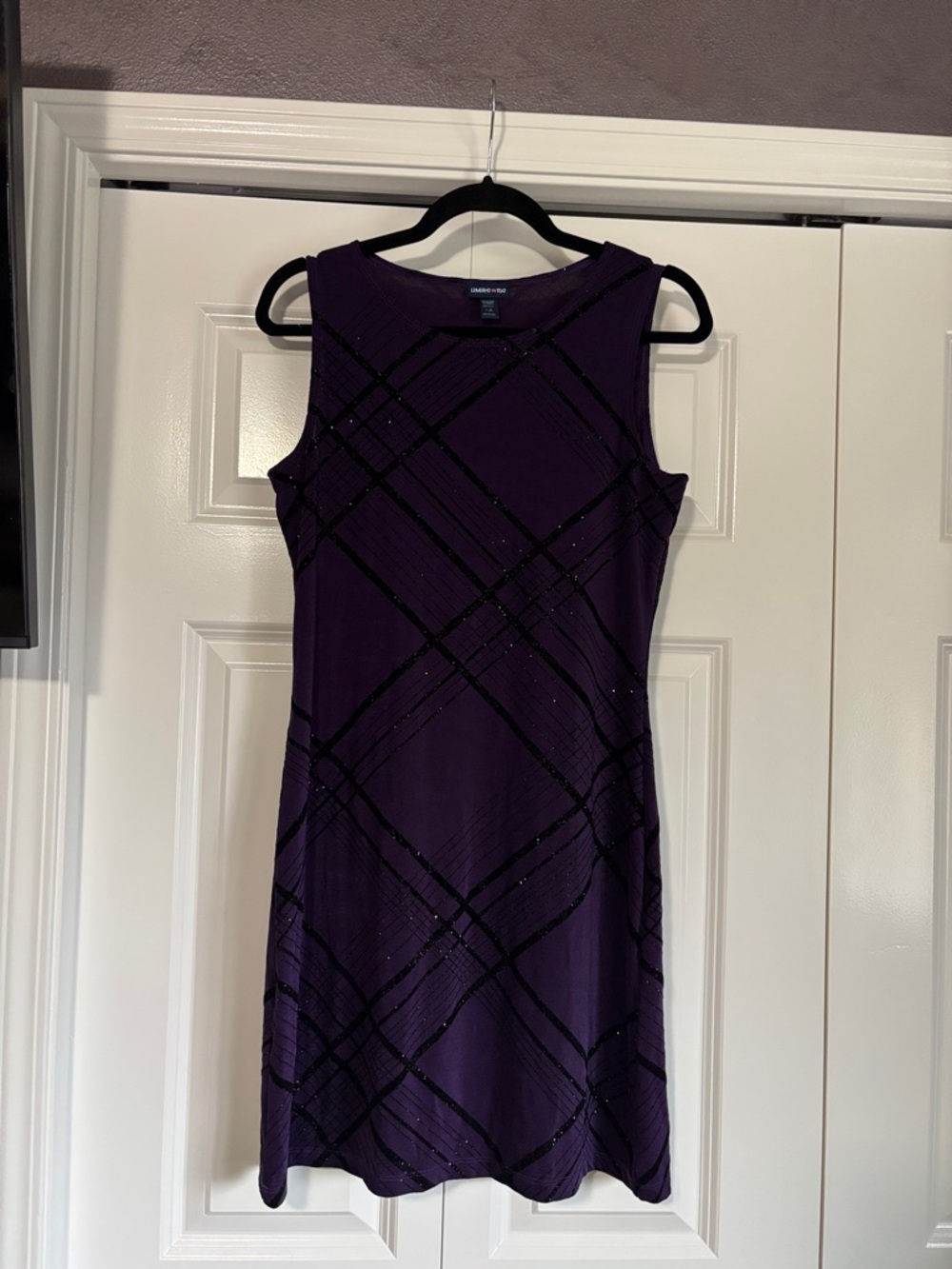 Limited Too Purple Sleeveless Glittery Plaid Mini Dress